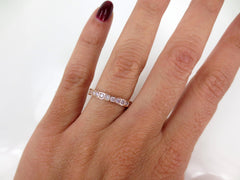2.8mm Square Bezel Box round Pink Diamond Eternity Band - Wedding Band