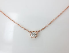 0.15cts Round Diamond Solitaire Bezel Set Pendant Necklace