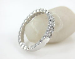 2.8mm Half-set Square Bezel Box Band round Diamonds - Wedding Band