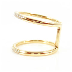 Micro pavé Diamond Double Row dome Band Ring - 18K  Yellow Gold