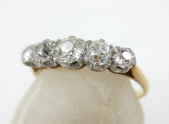 Victorian Five Stone Old Mine Cut Diamond Ring - 0.75cts T.W