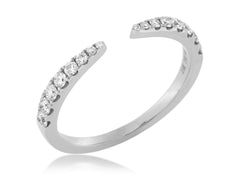 Pavé Natural Diamond Claw Open Ring - 14K  White Gold