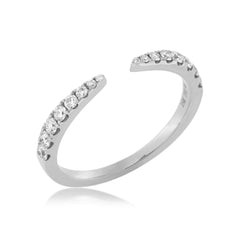 Pavé Natural Diamond Claw Open Ring - 14KW Black Rhodium Gold