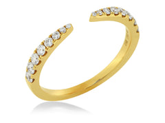 Pavé Natural Diamond Claw Open Ring - 14K  Yellow Gold