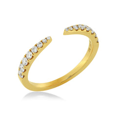 Pavé Natural Diamond Claw Open Ring - 14K  White Gold