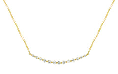18K Yellow Gold Graduated Natural Diamond shared-prongs Curved  Necklace