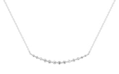18K White Gold Graduated Natural Diamond shared-prongs Curved  Necklace