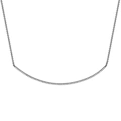 18K Yellow Gold Natural Diamond Pavé Curved Bar Necklace