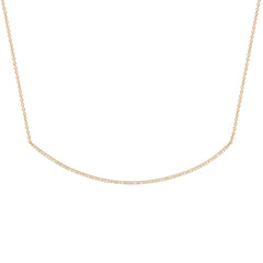 18K White Gold Natural Diamond Pavé Curved Bar Necklace