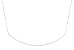 18K White Gold Natural Diamond Pavé Curved Bar Necklace