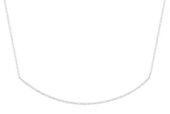 18K White Gold Natural Diamond Pavé Curved Bar Necklace