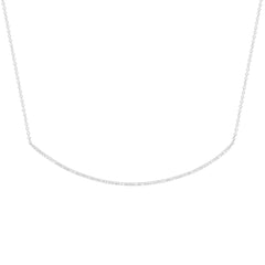 18K White Gold Natural Diamond Pavé Curved Bar Necklace