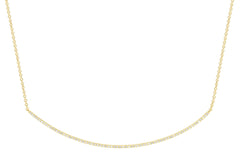 18K Yellow Gold Natural Diamond Pavé Curved Bar Necklace