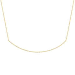 18K Yellow Gold Natural Diamond Pavé Curved Bar Necklace