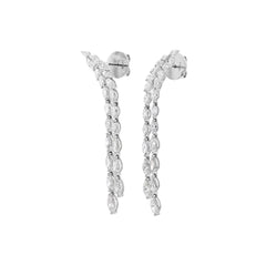 18K White Gold Natural Marquise Diamond Dangling Drop Earrings