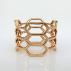 Micro Pave Diamond Long  Beehive Ring - 18K Rose Gold