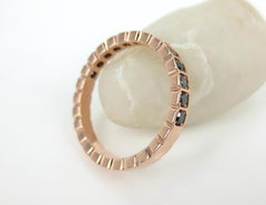 2.8mm Half-set Square Bezel Box Black Diamond Band - Wedding Band