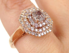 PINK Diamond Triple Halo Engagement Ring - 1.14 carats T.W