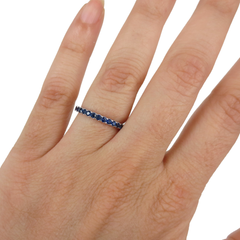 18K White Gold Blue Sapphires Eternity Band - 2.2mm