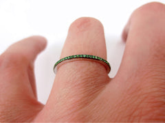 Micro Pavé Tsavorite Garnet Eternity Band-  18K White Gold