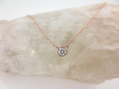 0.15cts Round Diamond Solitaire Bezel Set Pendant Necklace