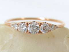 Seven-Stones Graduated Round Diamond Ring - 18K Rose Gold