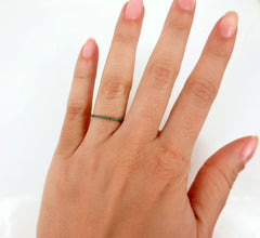 Micro Pavé Tsavorite Garnet Eternity Band-  18K White Gold