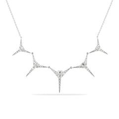 18K White Gold Natural Diamond Spike Necklace
