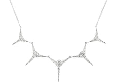 18K White Gold Natural Diamond Spike Necklace
