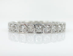 2.8mm Square Bezel Box round brilliant Diamond Eternity Band - Wedding Band