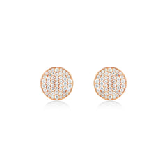 18K White Gold BLK Rhodium Diamond Pave Disc Stud Earrings - 8mm
