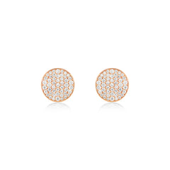 18K White Gold Natural Diamond Pave Disc Stud Earrings - 8mm