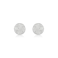 18K Yellow Gold Natural Diamond Pave Disc Stud Earrings - 8mm