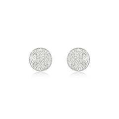 18K Yellow Gold Natural Diamond Pave Disc Stud Earrings - 8mm