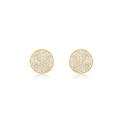 18K White Gold BLK Rhodium Diamond Pave Disc Stud Earrings - 8mm