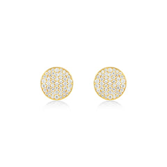 18K Rose Gold Natural Diamond Pave Disc Stud Earrings - 8mm