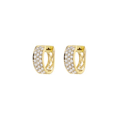 15mm 18K Rose Gold three-row Natural Diamond Huggie Hoop Earrings