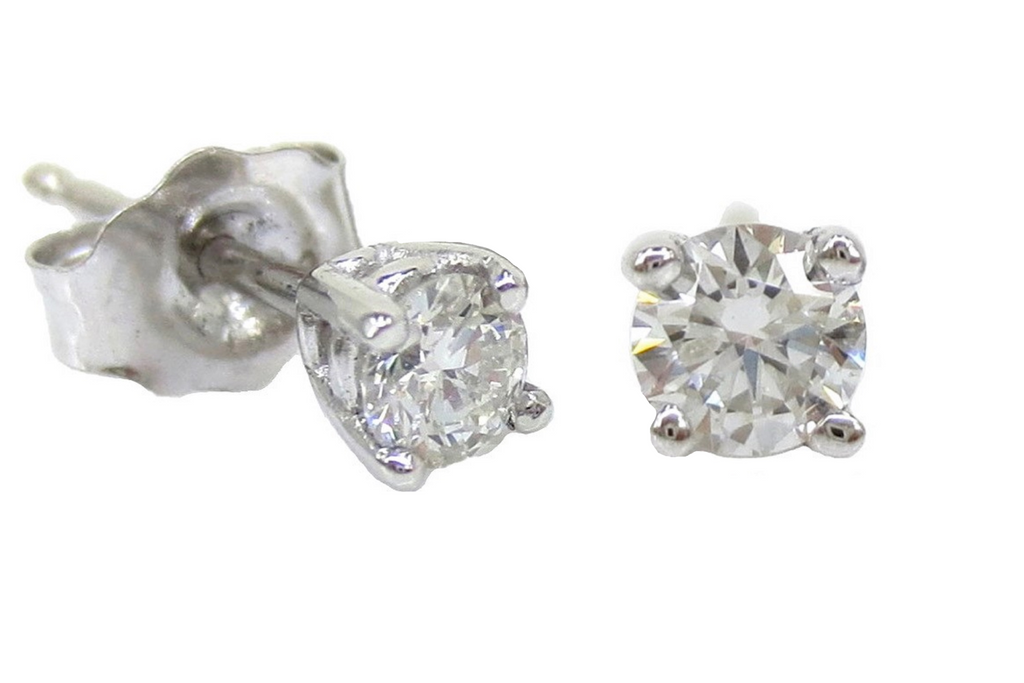 Diamond Stud Earrings - 14K White Gold - 0.20cts T.W