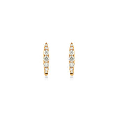 18K White Gold Diamond Huggie Hoop Earrings - 12mm