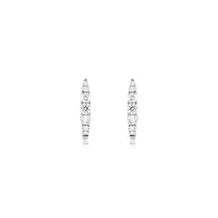 18K White Gold Black Rhodium Diamond Huggie Hoop Earrings - 12mm