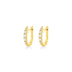 18K White Gold Black Rhodium Diamond Huggie Hoop Earrings - 12mm
