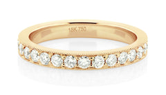 18K Rose Gold Natural Diamond Eternity Milgrain Edge Band