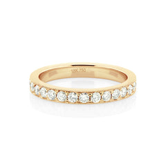 18K Yellow Gold Natural Diamond Eternity Milgrain Edge Band