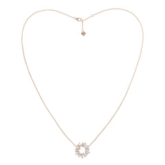 18K Gold Natural Baguette Diamond Sunburst Pendant Necklace