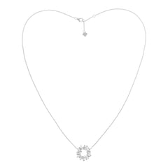 18K Gold Natural Baguette Diamond Sunburst Pendant Necklace