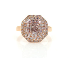 PINK Diamond Triple Halo Engagement Ring - 1.14 carats T.W