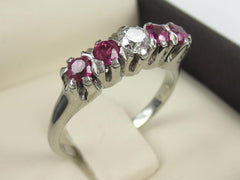 Antique Victorian Ruby and Diamond Five Stone Ring