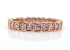 2.8mm Square Bezel Box round Pink Diamond Eternity Band - Wedding Band