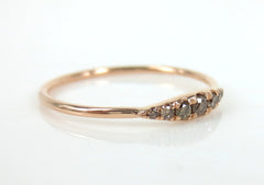 Seven Stones Graduated Champagne Diamond Ring - 18K Rose Gold