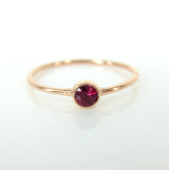 0.14 cts Bezel-Set Solitaire Ruby Ring - 18K Rose Gold